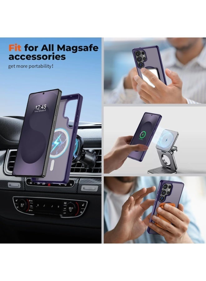 Magnetic for Samsung Galaxy S25 Ultra Case Matte Purple, S25 Ultra Phone Case Compatible with MagSafe Frosted Translucent Shockproof Anti-Scratch Slim Fit Case Military Grade Protection (Matte Purple) - Image 3