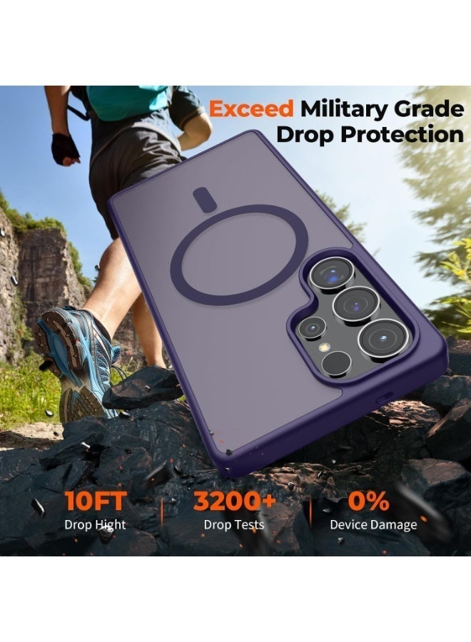 Magnetic for Samsung Galaxy S25 Ultra Case Matte Purple, S25 Ultra Phone Case Compatible with MagSafe Frosted Translucent Shockproof Anti-Scratch Slim Fit Case Military Grade Protection (Matte Purple) - Image 4