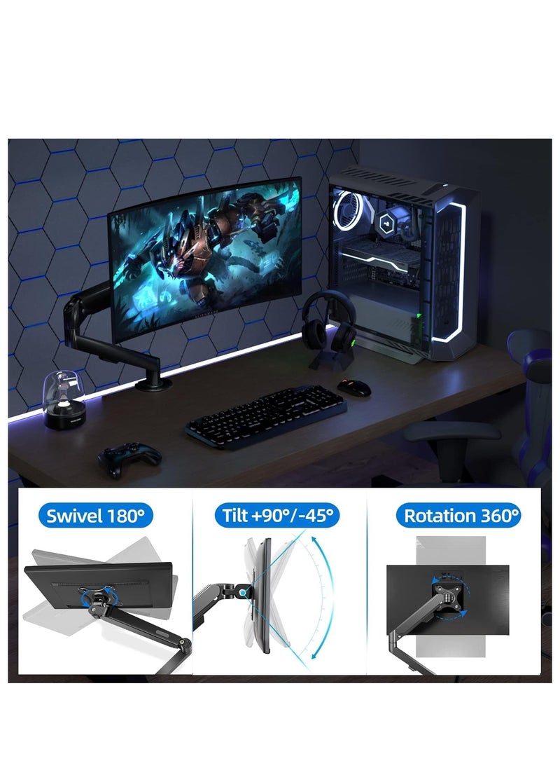 ANYOUI Monitor Desk Mount Single Arm Stand, Full Motion Monitor Arm (Holds up to 2-9kG) with Gas Spring for 17 to 30 Inch LCD LED Computer Monitor  - Image 5