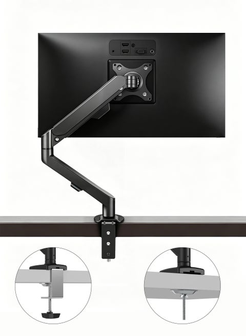 Monitor Desk Mount Single Arm Stand, Full Motion Monitor Arm (Holds up to 2-9kG) with Gas Spring for 17 to 30 Inch LCD LED Computer Monitor