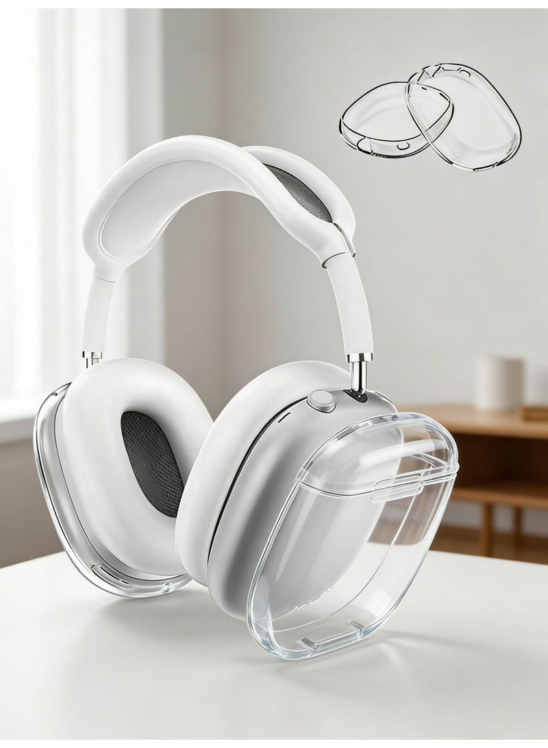 غلاف حماية سيليكوني كامل التغطية لـ Apple AirPods Max، مضاد للخدوش - شفاف - Image 1