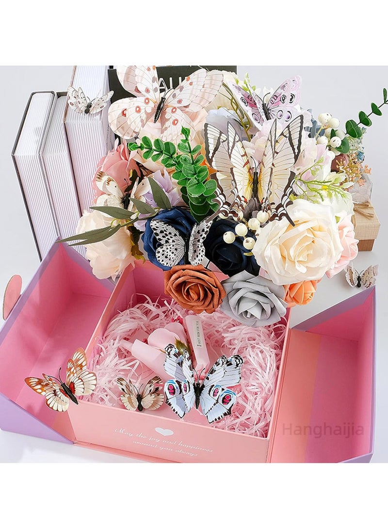 Hanghaijia 12 PCS 3D stereo simulation double layer butterfly wall stickers refrigerator stickers home decoration supplies kindergarten dress up photography props - Image 2