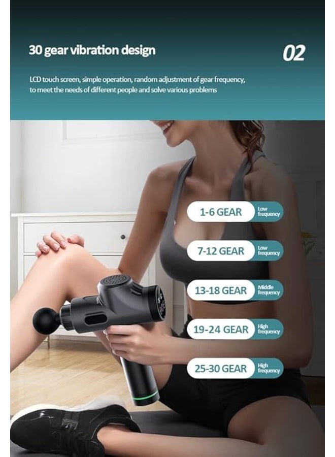 جهاز تدليك عضلي أصلي محمول – مزود بـ30 مستوى سرعة وشاشة لمس LED لتدليك الأنسجة العميقة وتخفيف آلام العضلات - Image 4