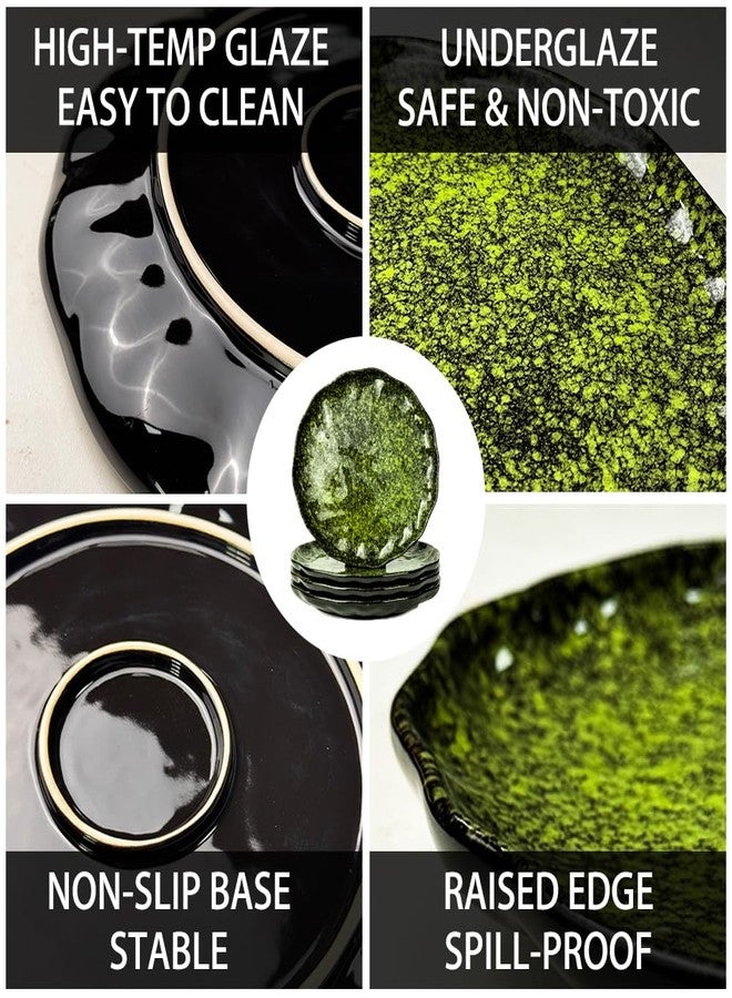 Gnlnkn 10.2 Inch Ceramic Dinner Plates Set of 4, Aesthetic Round Rimmed Plates with Raised Edge, Dishwasher Microwave & Oven Safe, Modern Farmhouse Dinnerware Plates for Pasta, Breakfast & Daily Meals - Image 3