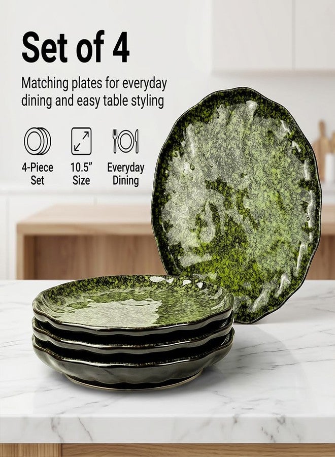 Gnlnkn 10.2 Inch Ceramic Dinner Plates Set of 4, Aesthetic Round Rimmed Plates with Raised Edge, Dishwasher Microwave & Oven Safe, Modern Farmhouse Dinnerware Plates for Pasta, Breakfast & Daily Meals - Image 4