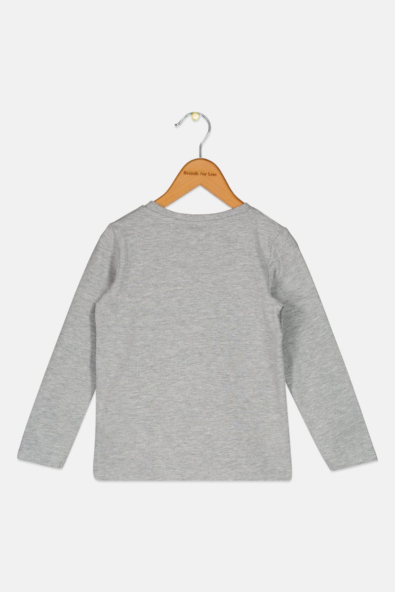 NAME IT تي شيرت طويل الأكمام بطبعة رسومية للأولاد الصغار، رمادي - Image 2