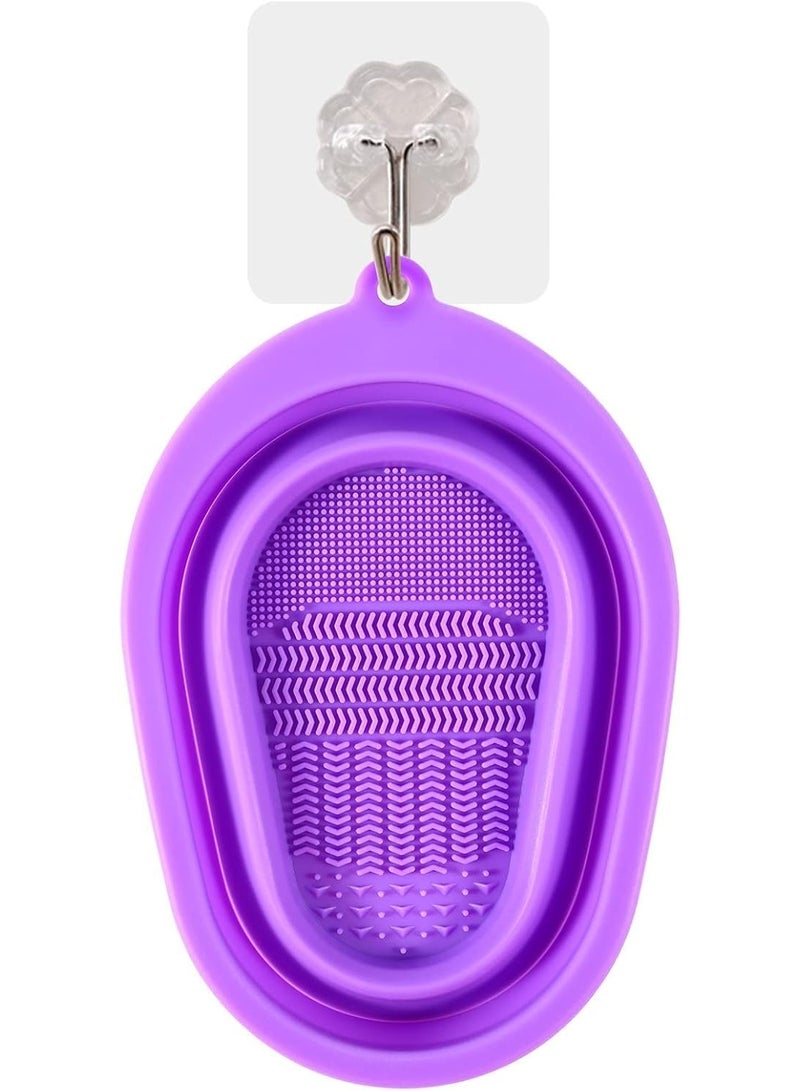 Makeup Brush Cleaning  – Silicone Cleaning Pad with Foldable Brush Washing Bowl & Makeup Sponge – Deep Clean Tool Kit for Cosmetic Brushes and Beauty Blenders – Random Shapes and Colors - Image 5