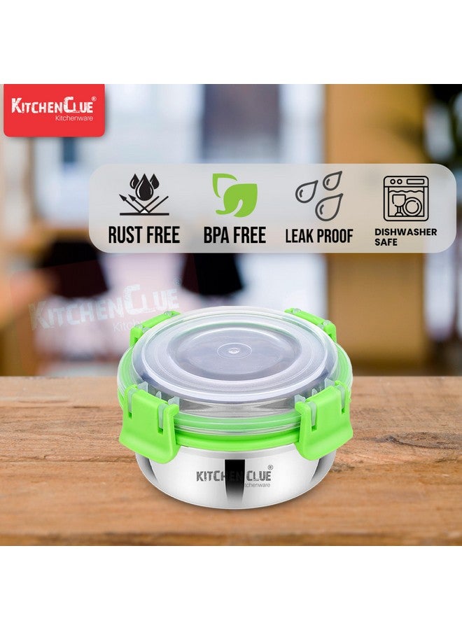 KITCHEN CLUE Stainless Steel Airtight & Leak-Proof Lock N Lock Lunch/Tiffin Box for Office School I 4 Pcs Lunch Container I 350 ML Each I 11cm*5cm I Bpa Free Use for Kids & Adults - Image 3