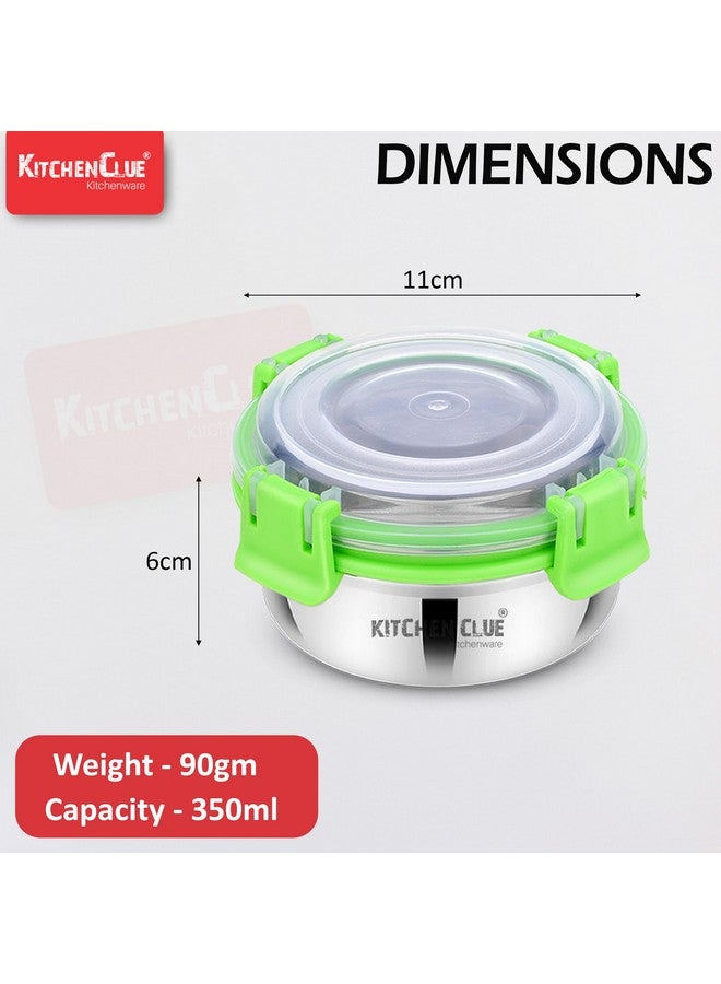 KITCHEN CLUE Stainless Steel Airtight & Leak-Proof Lock N Lock Lunch/Tiffin Box for Office School I 4 Pcs Lunch Container I 350 ML Each I 11cm*5cm I Bpa Free Use for Kids & Adults - Image 4