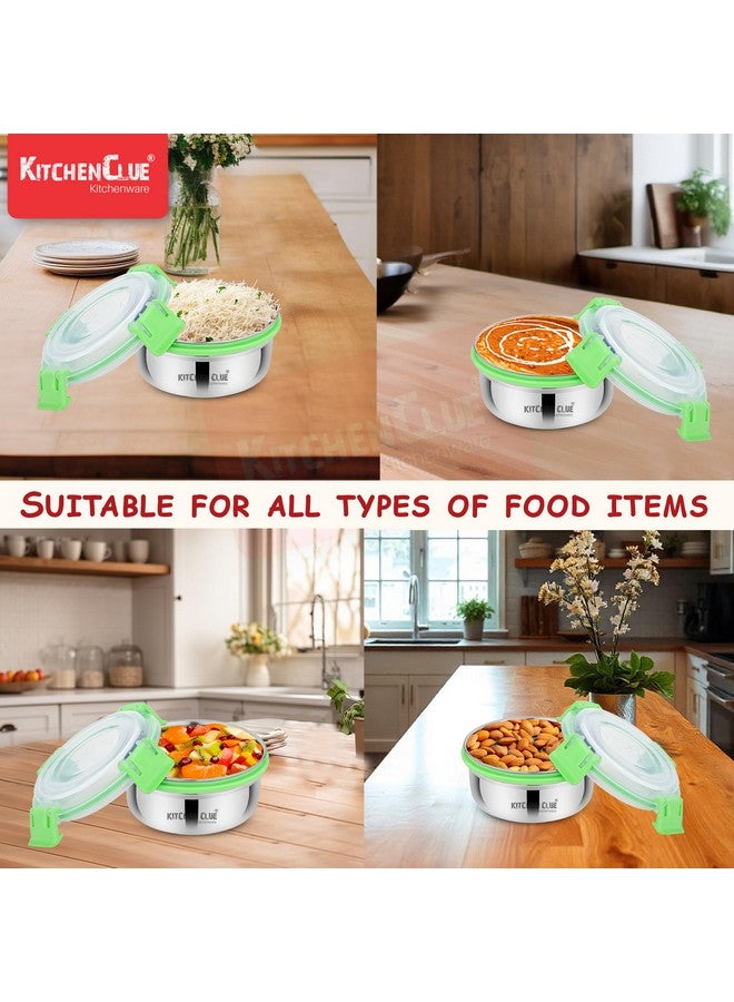 KITCHEN CLUE Stainless Steel Airtight & Leak-Proof Lock N Lock Lunch/Tiffin Box for Office School I 4 Pcs Lunch Container I 350 ML Each I 11cm*5cm I Bpa Free Use for Kids & Adults - Image 5