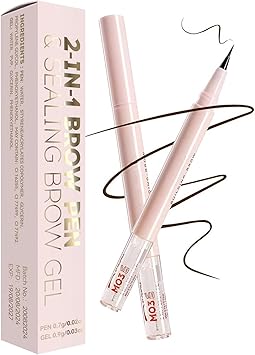 DualEnded Eyebrow Pencil and Eyebrow Gel Clear Waterproof Microblading Effect Precise Brow Pen for Natural Defined EyebrowsDark brown - Image 1