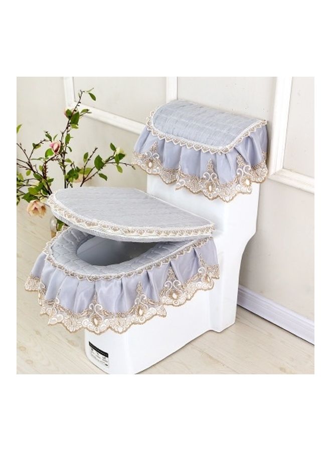 NIBEMINENT 3 Pieces Set Universal Anti-Dust Cover Fabric Zipper Toilet Seat Multicolour - Image 1