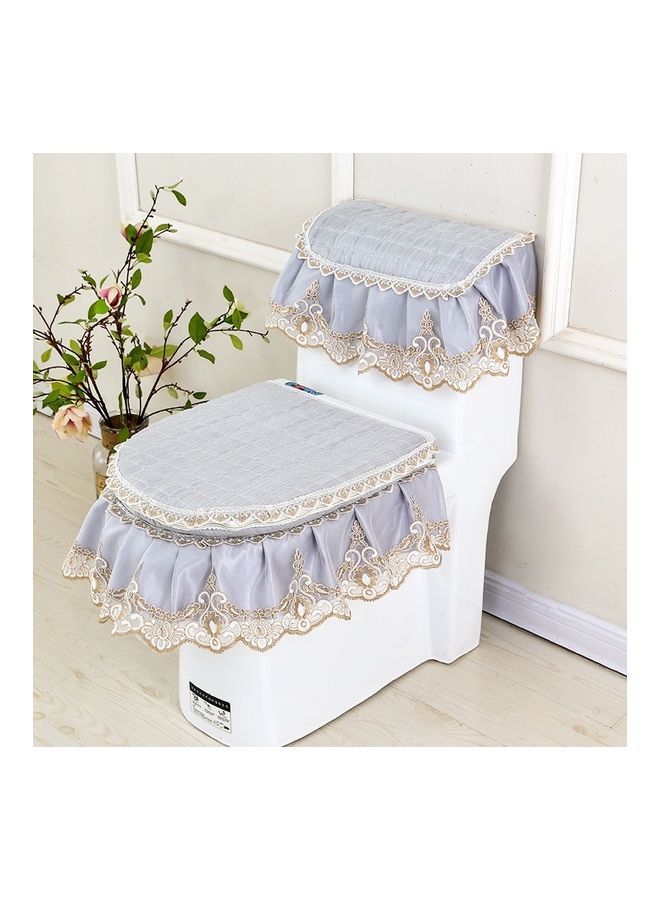 NIBEMINENT 3 Pieces Set Universal Anti-Dust Cover Fabric Zipper Toilet Seat Multicolour - Image 2