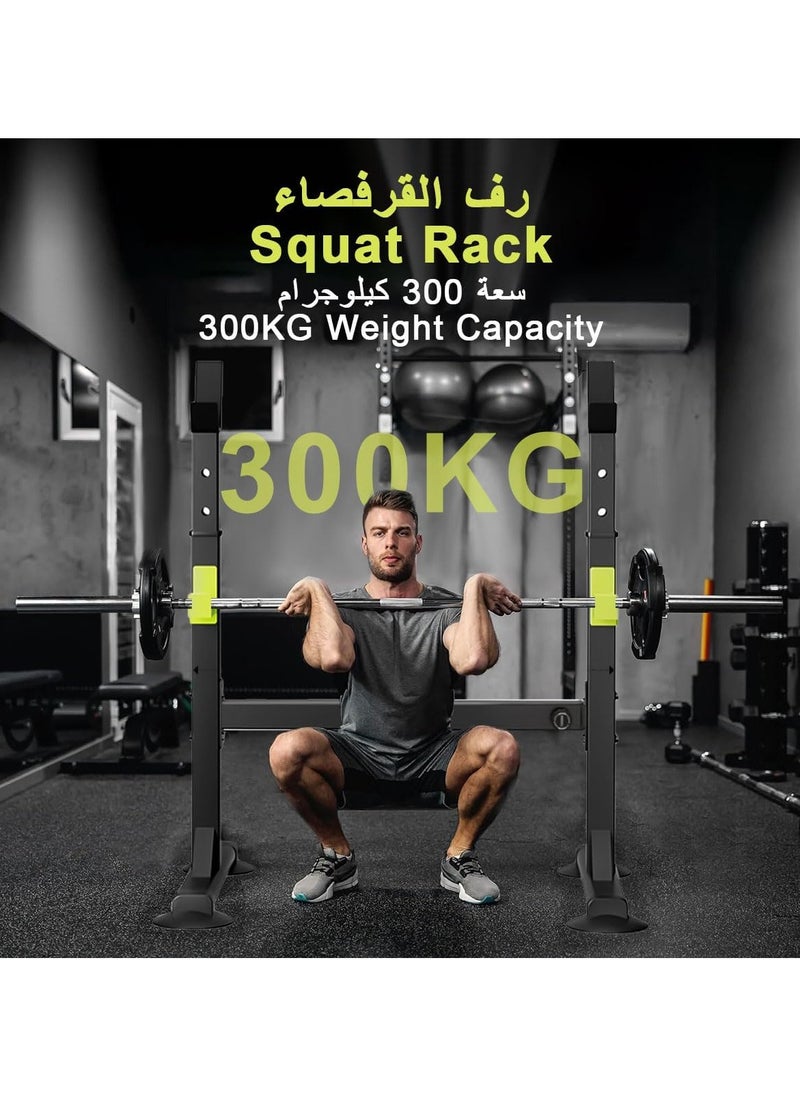 founder Squat Rack Stand Fitness Barbell Stand Pull Up Bar, Strength Training Bench Press Rack Adjustable Power Barbell Rack Dip Stand Multifunctional Dumbbell Rack Weight Lifting Home Indoor Gym, Load 300kg  - Image 2