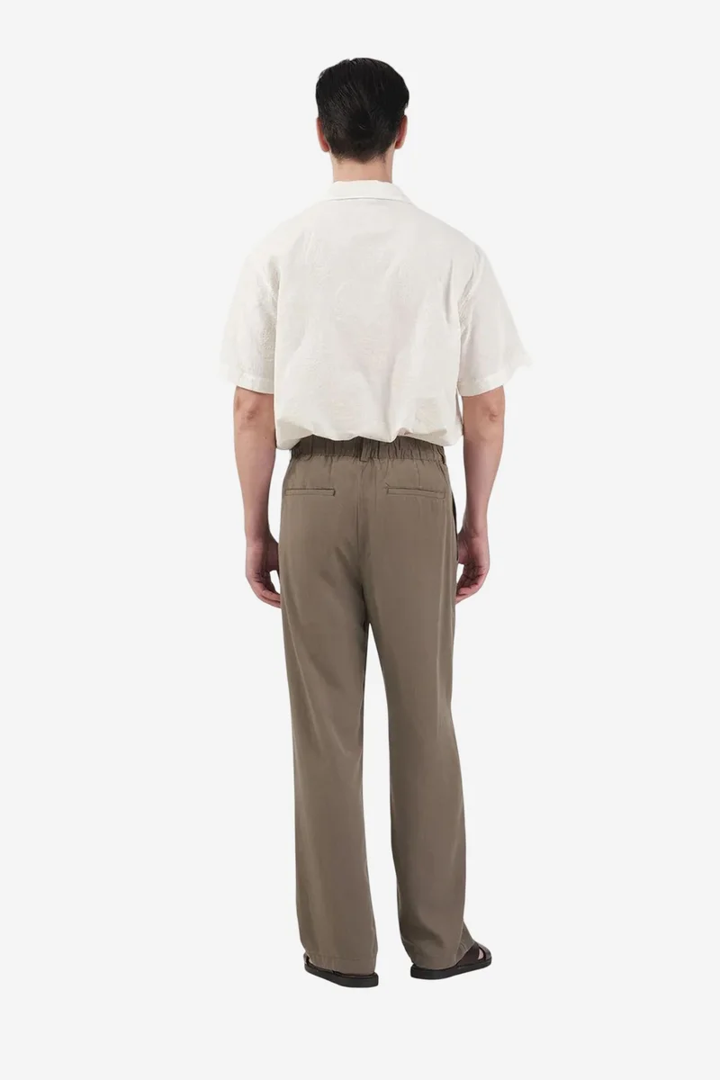 Giesto Khaki Green GIESTO High Waist Wide Leg Crepe Pleated Trousers for Men | Best Price UAE