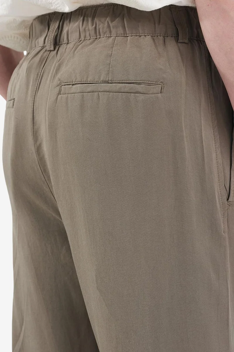 Giesto Khaki Green GIESTO High Waist Wide Leg Crepe Pleated Trousers for Men | Best Price UAE