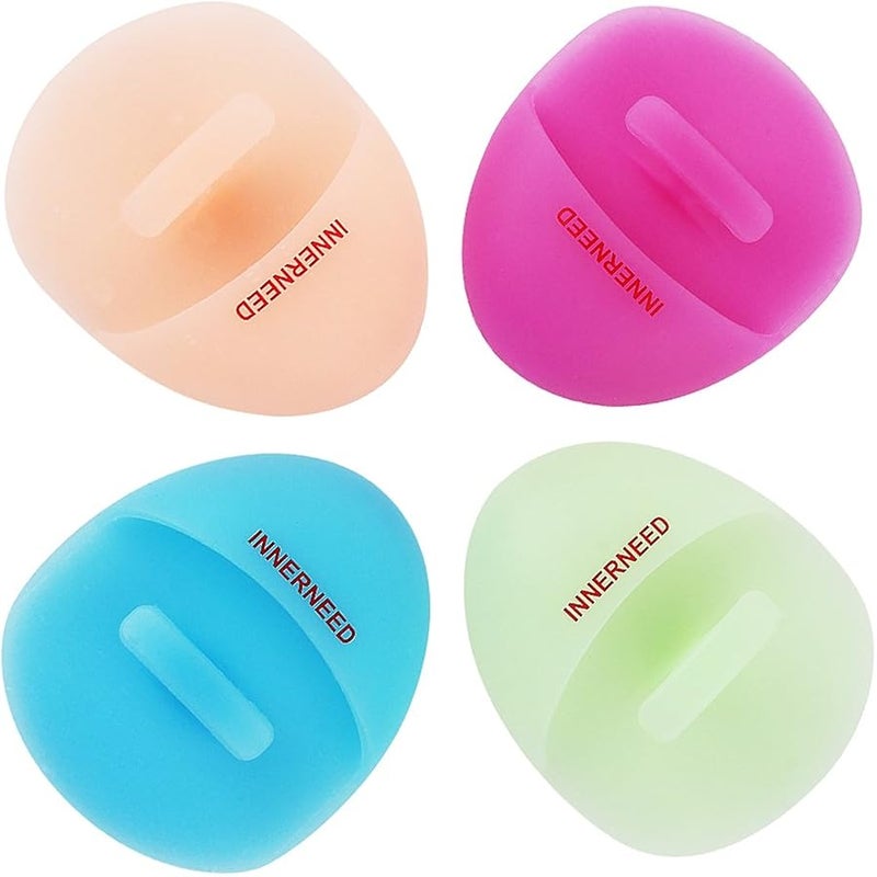 Innerneed Super Soft Silicone Face Cleanser and Massager Brush Manual Facial Cleansing Brush Handheld Mat Scrubber for Sensitive, Delicate, Dry Skin (4pcs Set) - Image 1