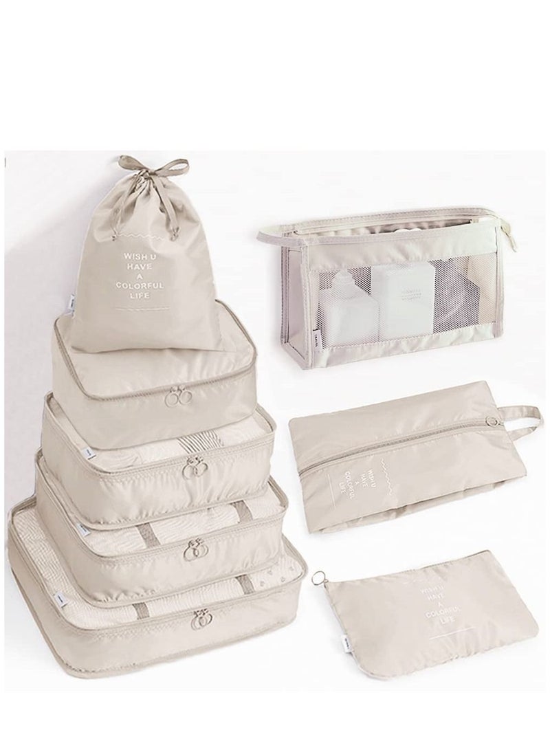 SYOSI 8 Set Packing Cubes for Suitcases Travel Cubes Packing Luggage Organizers Accessories Bag Large Lightweight Waterproof Storage Bag Travel Gear with Toiletries Cosmetic Clothes Bag - Image 1