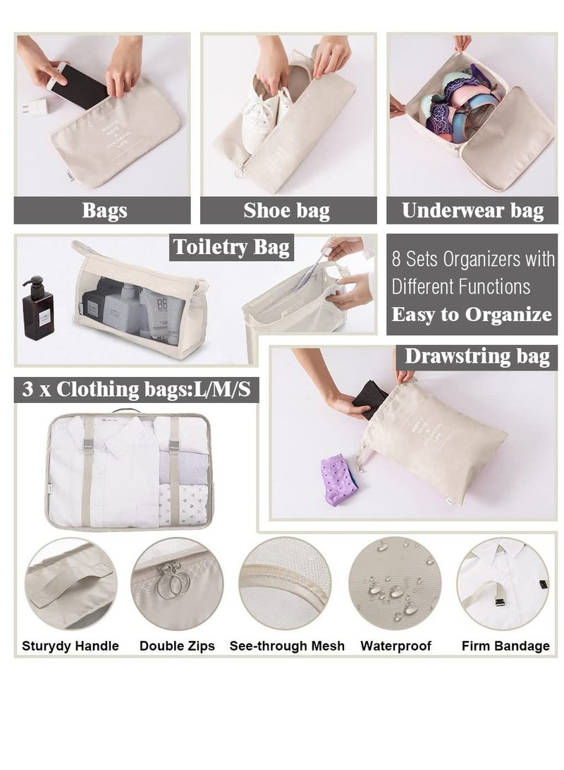 SYOSI 8 Set Packing Cubes for Suitcases Travel Cubes Packing Luggage Organizers Accessories Bag Large Lightweight Waterproof Storage Bag Travel Gear with Toiletries Cosmetic Clothes Bag - Image 3