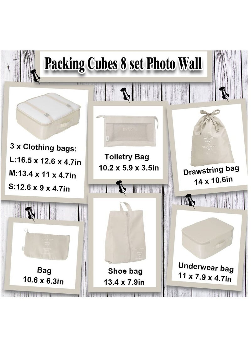 SYOSI 8 Set Packing Cubes for Suitcases Travel Cubes Packing Luggage Organizers Accessories Bag Large Lightweight Waterproof Storage Bag Travel Gear with Toiletries Cosmetic Clothes Bag - Image 2