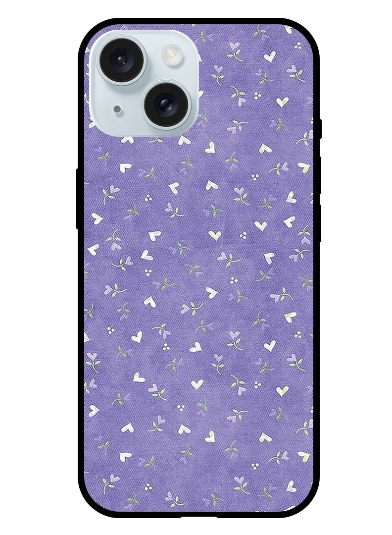 Theodor Protective Case Anti Scratch Shock Proof Bumper Cover For iPhone 15 Hearts Purple Background - Image 1