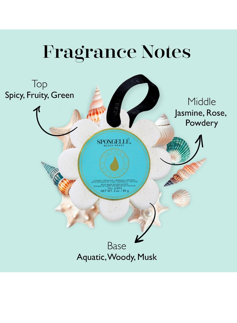 spongelle Spongelle Beach Grass Wild Flower Buffer Body Scrubber | Bath & Shower Loofah for Women | Exfoliator with Body Wash Infused Sponge | 14+ uses - Image 2