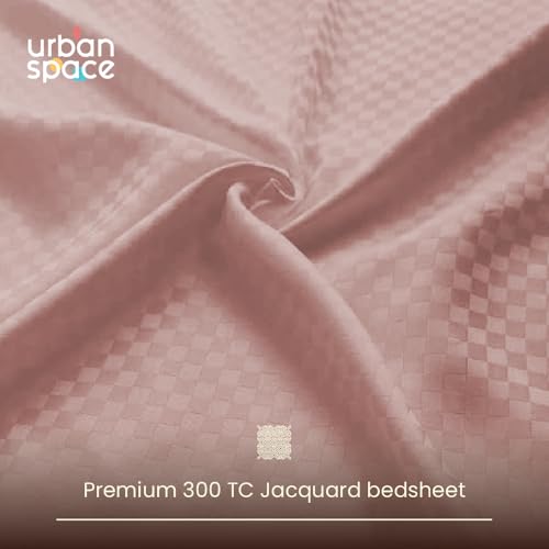 Urban Space 100% Cotton 300TC Jacquard bedsheets for King Size Bed, Pure Cotton Bedsheet King Bed, Checks bedsheet King Size with 2 Pillow Covers (108 x 108 Inches, Dusty Pink Cubes) - Image 4