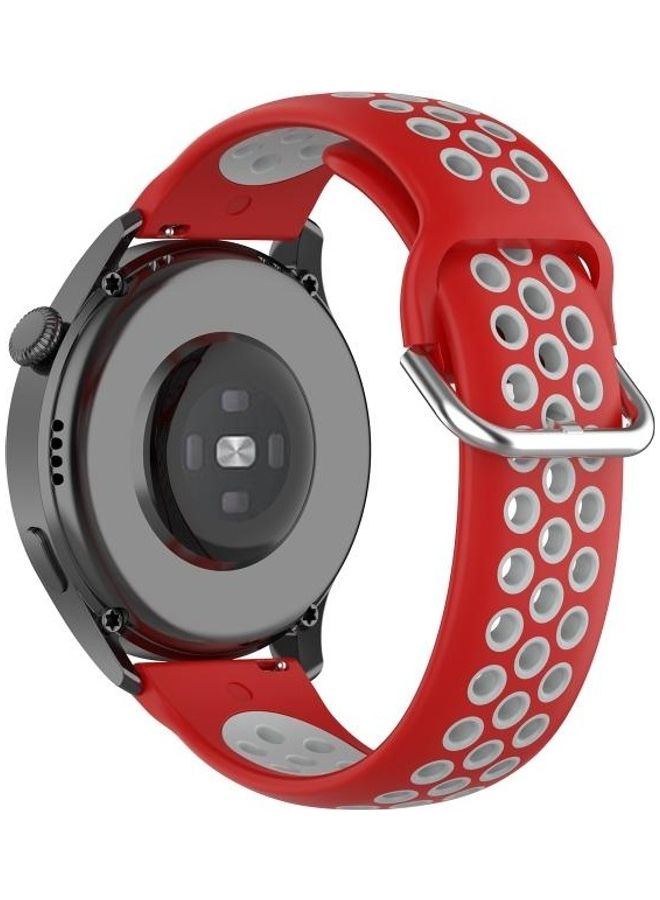 Two Color Silicone Replacement Strap For Huawei Watch 3/3 Pro 22mm Red/Grey - Image 5