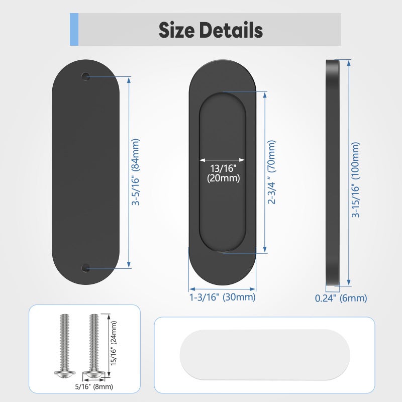 Yogepote 4 Pack Self Stick Sliding Door Handles, Aluminum Alloy 4 Inch Self Adhesive Cabinet Knobs For Push-Pull Glass Barn Doors, Closets, Wardrobes, Windows (4, Black) - Image 5
