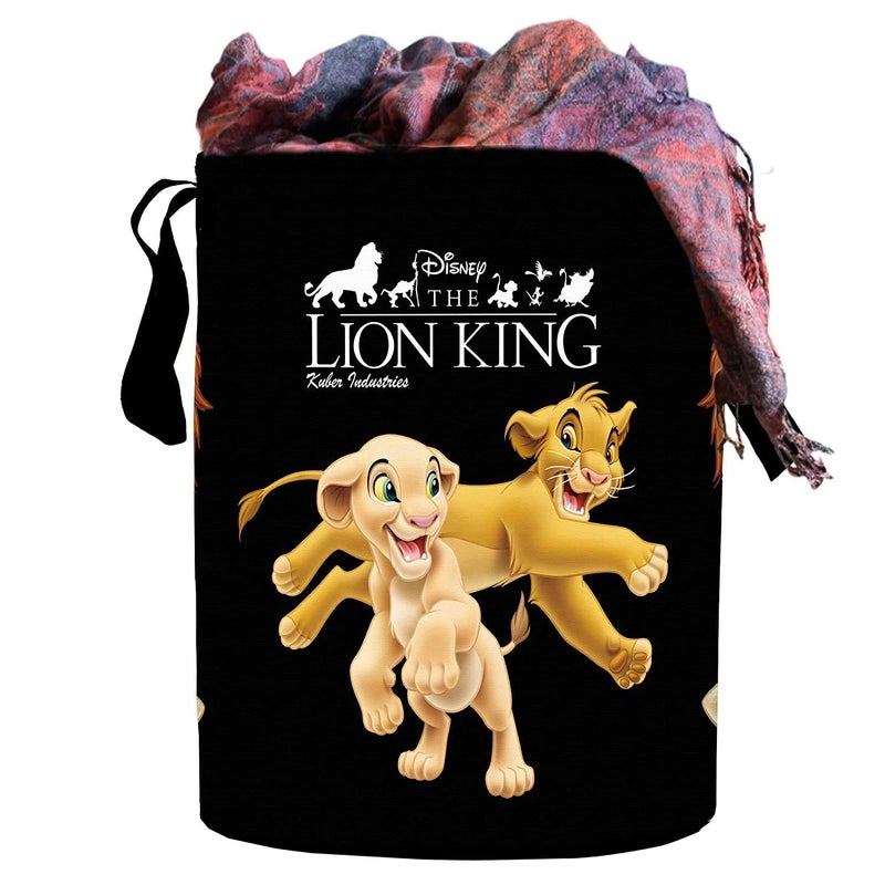 Kuber Industries Kuber Industries Disney Lion King Print Non Woven Fabric Foldable Laundry Basket, Toy Storage Basket, Cloth Storage Basket with Handles,45 LTR (Black) - Image 4