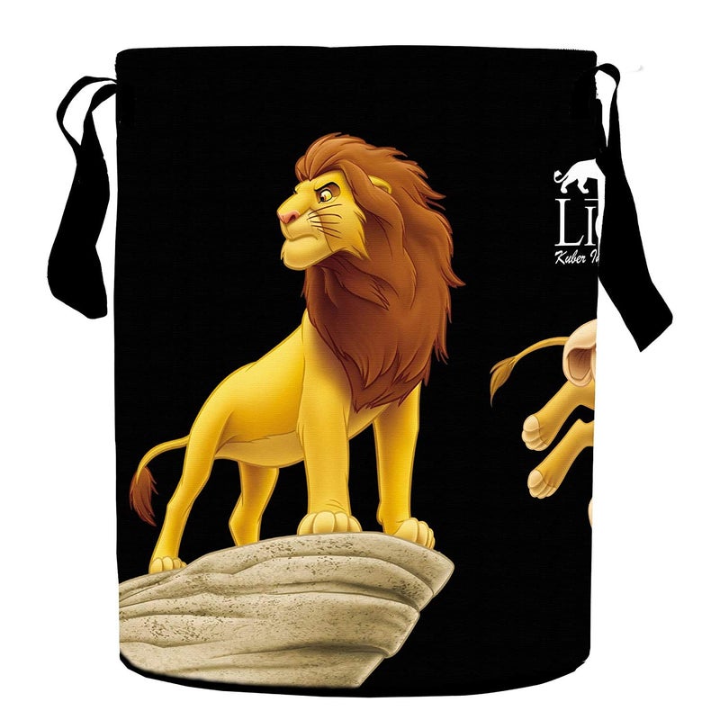 Kuber Industries Kuber Industries Disney Lion King Print Non Woven Fabric Foldable Laundry Basket, Toy Storage Basket, Cloth Storage Basket with Handles,45 LTR (Black) - Image 1
