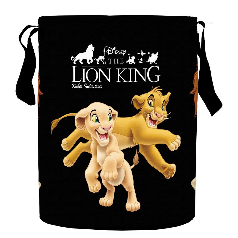 Kuber Industries Kuber Industries Disney Lion King Print Non Woven Fabric Foldable Laundry Basket, Toy Storage Basket, Cloth Storage Basket with Handles,45 LTR (Black) - Image 2