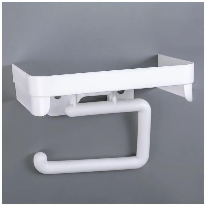 ZONKU INDIA Toilet Paper Holder Tissue Holder Dispenser with Phone Shelf (White) - Image 4
