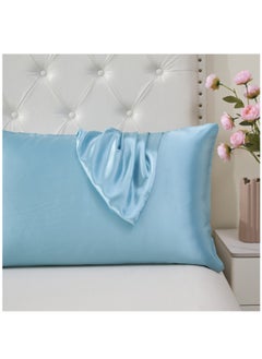 Donetella Satin Pillowcases 2-Pcs Soft And Silky Pillow Cover For Hair And Skin Care With Envelope Closure (Without Pillow Insert),Blue  - Image 2