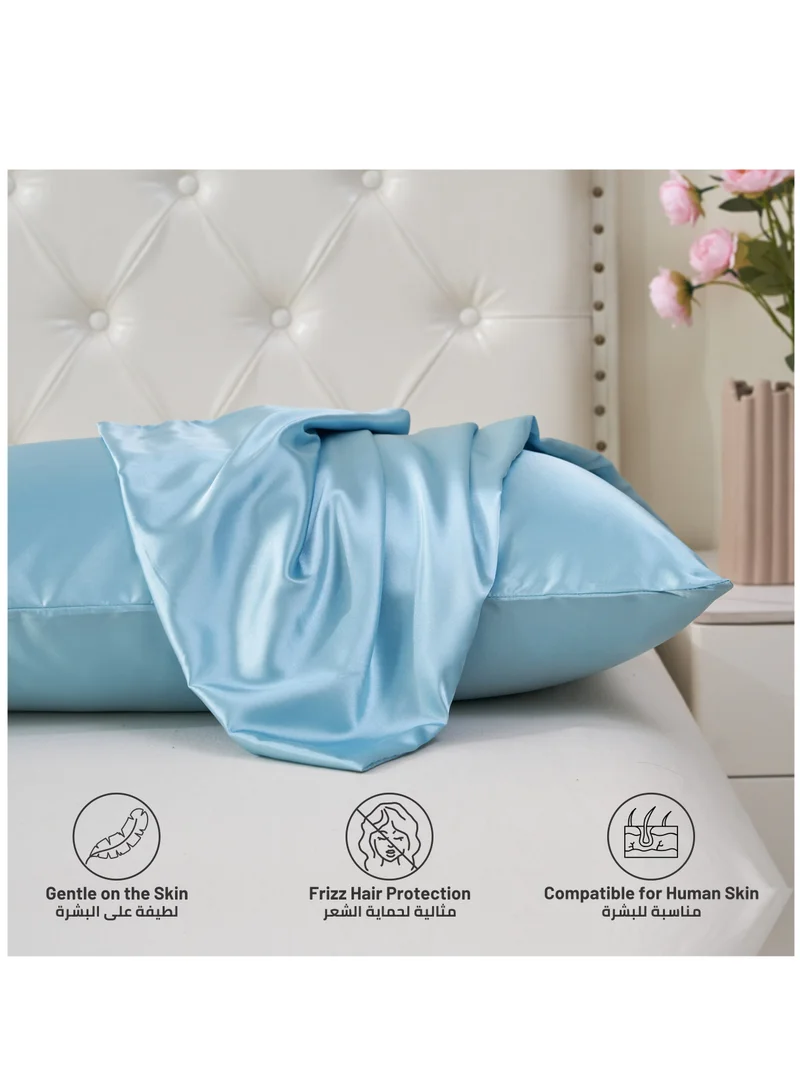 Donetella Satin Pillowcases 2-Pcs Soft And Silky Pillow Cover For Hair And Skin Care With Envelope Closure (Without Pillow Insert),Blue