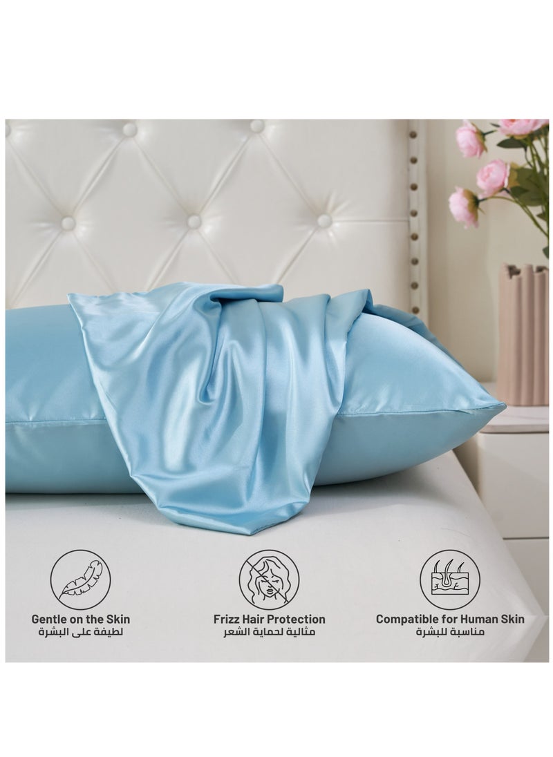 Donetella - Satin Pillowcases 2-Pcs Soft And Silky Pillow Cover For Hair And Skin Care With Envelope Closure (Without Pillow Insert),Blue - Image 1