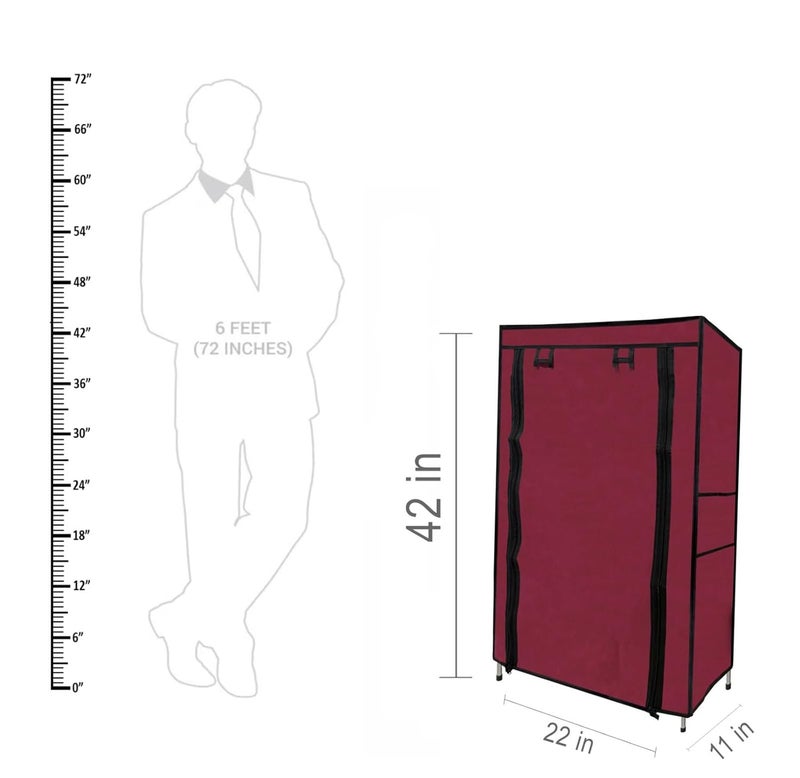 PHILOSHOP PHILOSHOP Premium 10 Inch 4 Layer Shoe Rack for Home Multipurpose Storage Rack with Dustproof Cover Maroon - Image 4
