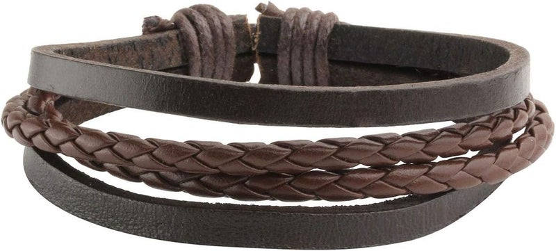 Mafnee Store Manfnee 6-12PCS Braided Faux Leather Bracelet Punk Cuff Wrap Bracelets for Men Women Adjustable - Image 2