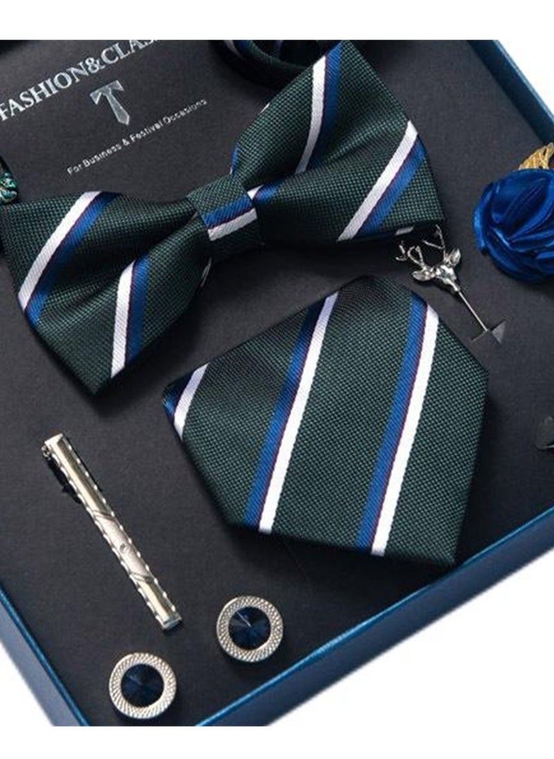 Generic - 8pcs tie set bow tie men's accessories brooch brooch cufflinks formal suit accessories set - Image 1