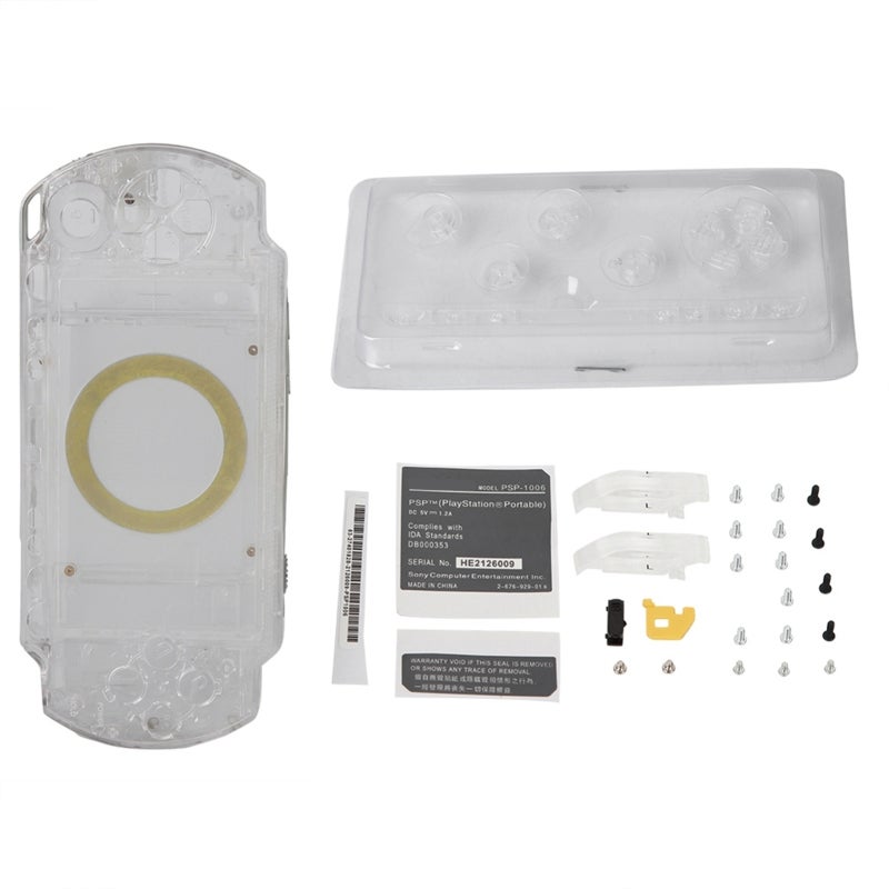 لطقم غطاء الهيكل الشفاف الكامل البديل لجهاز PSP1000 - مادة PC عالية الجودة، حماية قوية، تصميم خلفي مضاد للانزلاق لإصلاح جهاز PSP 1000 - Image 1