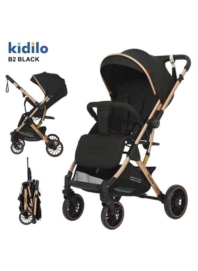 Kidilo B2 Luxury Baby Stroller with Reversible Handle and One-Hand Fold - Image 1
