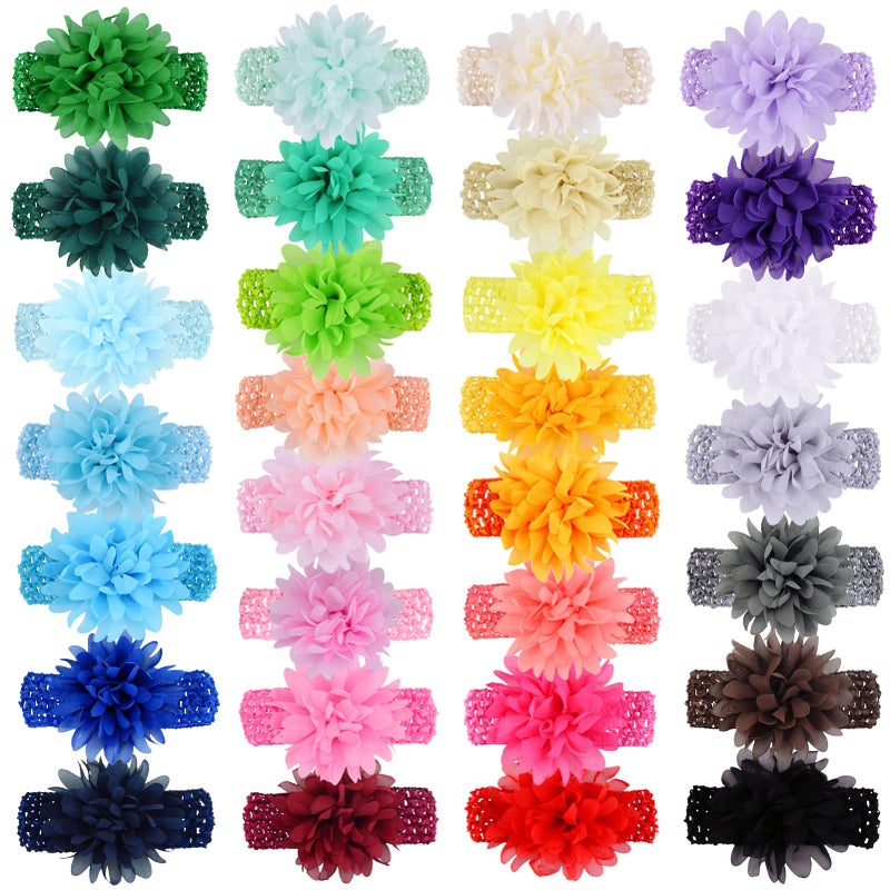 WillingTee 30pcs Baby Girls Headbands Chiffon Flower Soft Stretchy Hair Band Hair Accessories for Baby Girls Newborns Infants Toddlers and Kids - Image 2