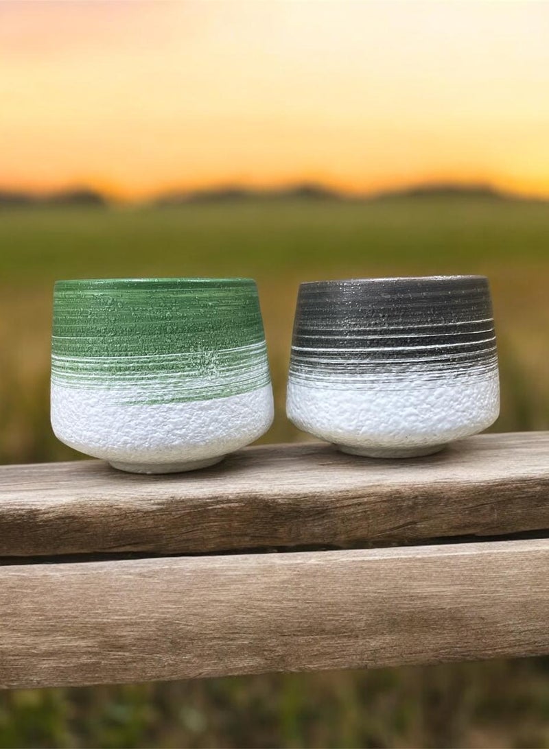 Home zone 2-Piece Ceramic Tea Cup Tea Set Made of Pure Handmade Ceramics Multicolour - Image 3