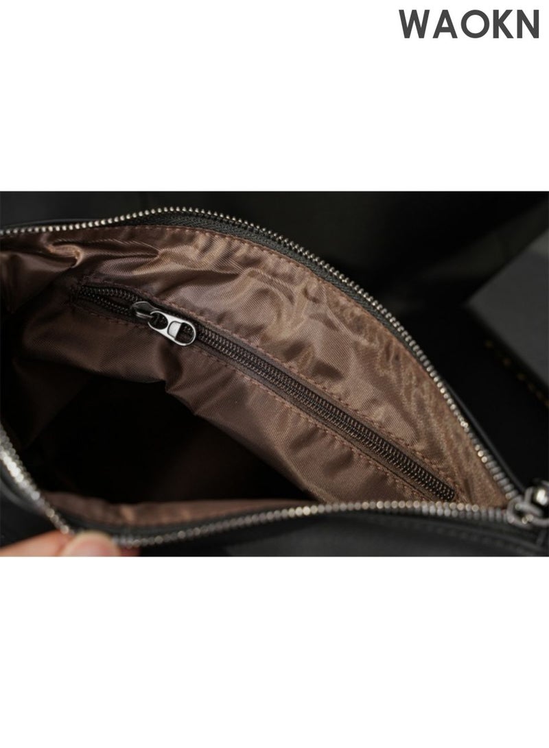 دبليو أيه أو كي أن حقيبة يد جلدية كبيرة السعة مع تصميم أنيق وبسيط وعادي وأنيق متين ومتعدد الوظائف. انها مناسبة جدا للأعمال والسفر والسفر اليومي ، وهي حقيبة يد أحادية الجنس. - Image 3