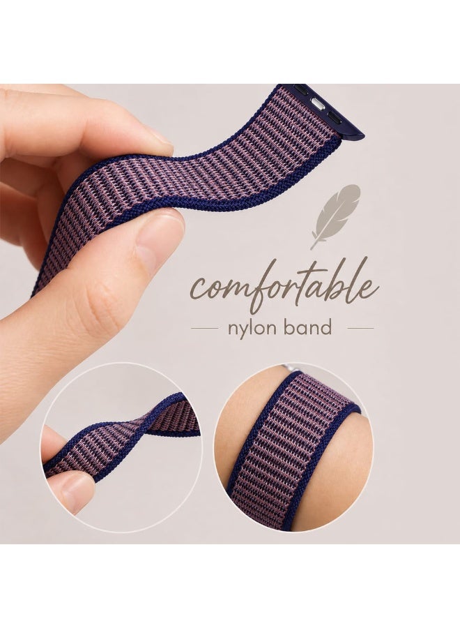 CATANES Breathable Nylon Sport Loop Band Compatible with Apple Watch 44mm 45mm 46mm 49mm for Women Men, iWatch Wrist Straps for Ultra 3 2, Se, Series 11 10 9 8 7 - indigo navy - Image 4
