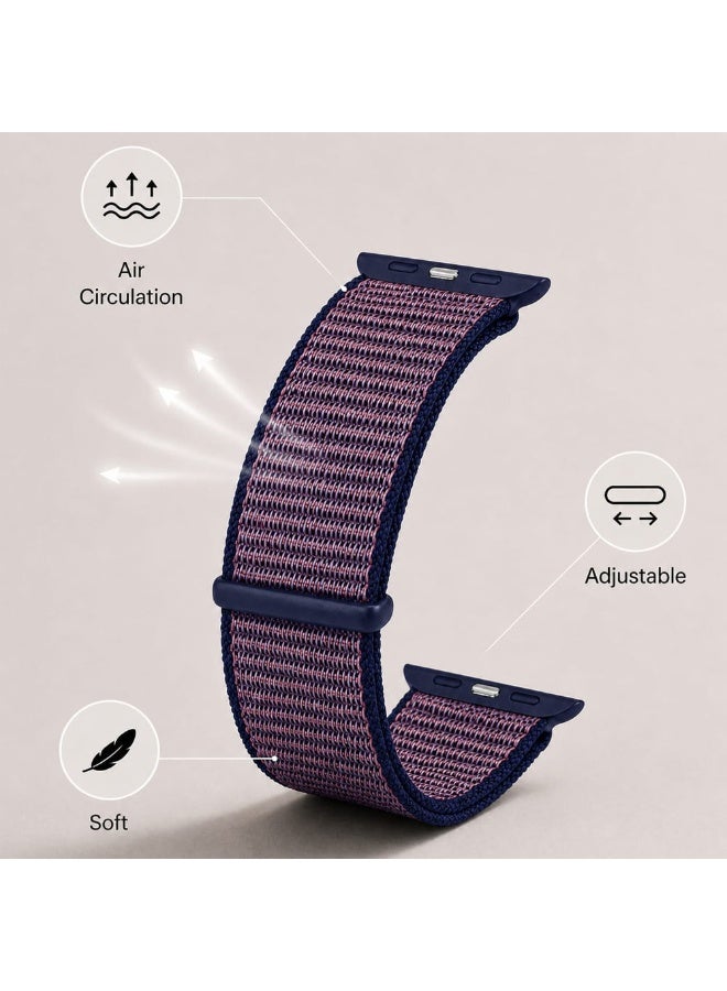 CATANES Breathable Nylon Sport Loop Band Compatible with Apple Watch 44mm 45mm 46mm 49mm for Women Men, iWatch Wrist Straps for Ultra 3 2, Se, Series 11 10 9 8 7 - indigo navy - Image 3