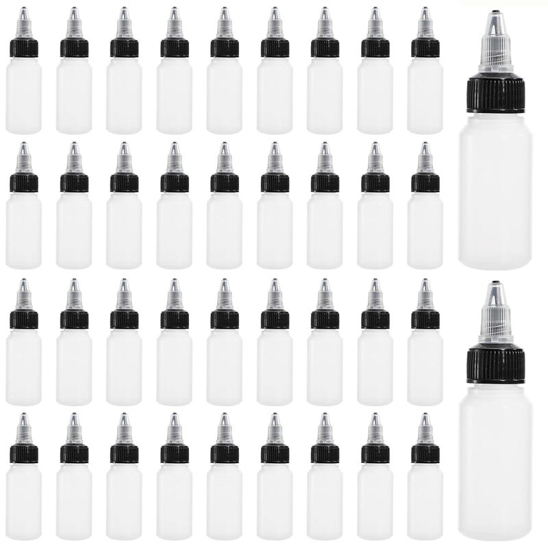 Bekith 40 Pack 1oz Dispensing Bottles, Boston Round HDPE Plastic Bottle with Twist Top Cap, Empty Plastic Squeeze Bottle - Image 1