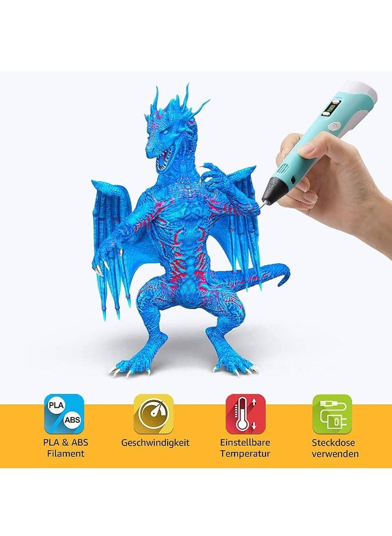 GENNEXT 3D Printer Pen Set for Children Adults Gift, 3D Printer Pen with 4 Colours 1.75 mm PLA Filament, Each Colour 3 Metres Blue - Image 3