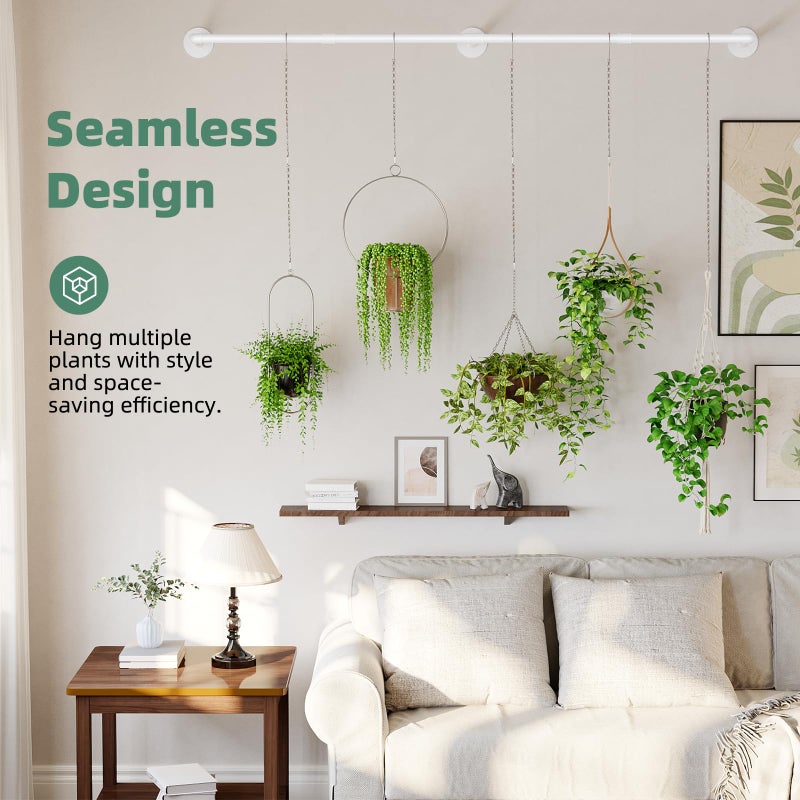 Galood Plant Hanger Indoor with 6 Hanging Chains Hanging Planters for Indoor Plants Hanging Plant Holder Window Plant Shelves White Metal Rod(Pot not Included - Image 3