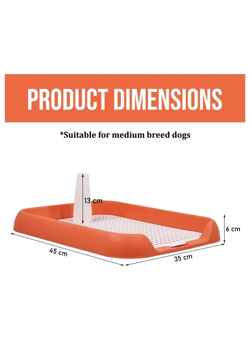 أن ان سي بيتس صينية بول للكلاب مصنوعة من البلاستيك المتين، خفيفة الوزن وقوية، صينية تدريب على استخدام المرحاض بطول 45 سم مع شبكة قابلة للفصل، مضادة للانزلاق، خالية من الكتلة، مثالية للكلاب الصغيرة والمتوسطة، (برتقالي) - Image 2